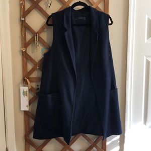 Navy blue long short sleeve vest